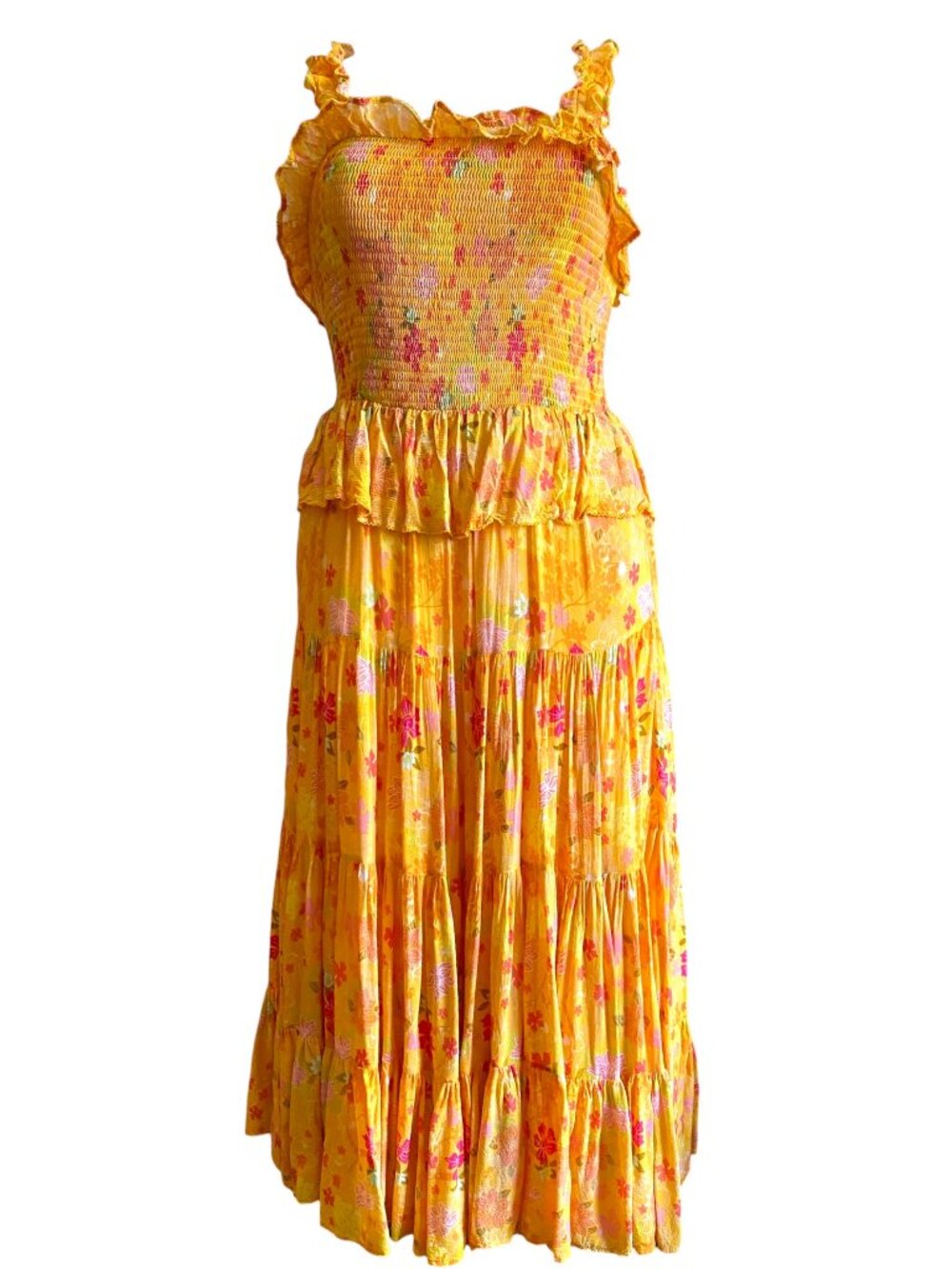 Disney x Color Me Courtney Tiana Floral Maxi Dress Yellow M